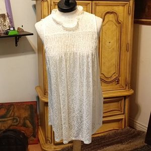 Womens creamy White lace over shirt blouse See thru Med EMBER MISSY b43